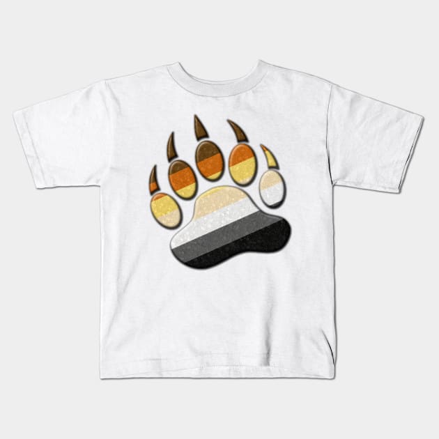 Gay Bear Pride Flag Colored Paw Symbol Kids T-Shirt by LiveLoudGraphics